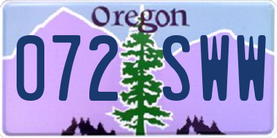 OR license plate 072SWW