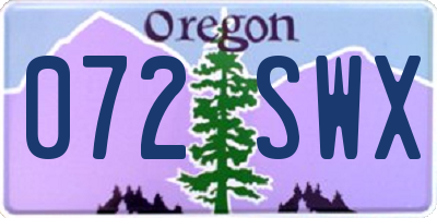 OR license plate 072SWX
