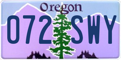 OR license plate 072SWY