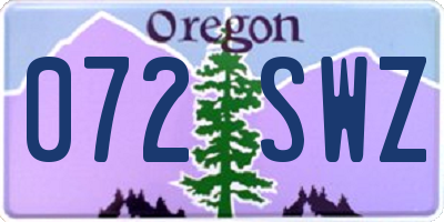 OR license plate 072SWZ