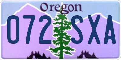 OR license plate 072SXA