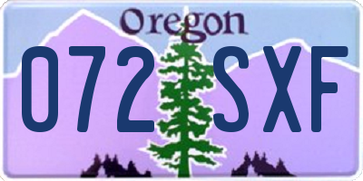 OR license plate 072SXF