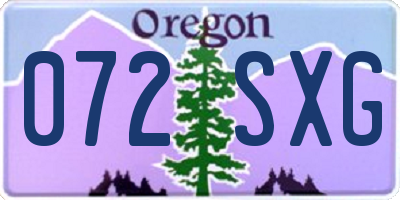 OR license plate 072SXG