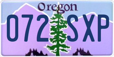 OR license plate 072SXP