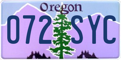 OR license plate 072SYC