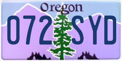 OR license plate 072SYD