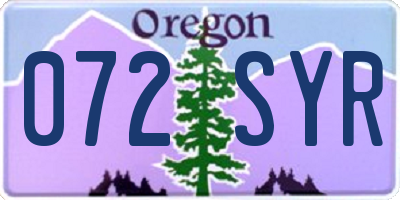 OR license plate 072SYR