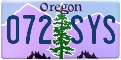 OR license plate 072SYS