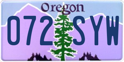 OR license plate 072SYW