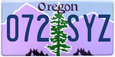 OR license plate 072SYZ