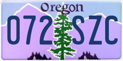 OR license plate 072SZC
