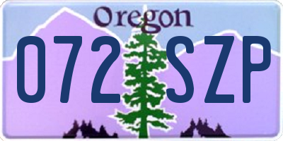 OR license plate 072SZP