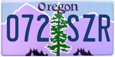 OR license plate 072SZR