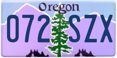 OR license plate 072SZX