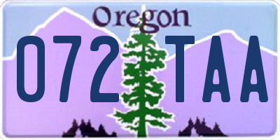 OR license plate 072TAA