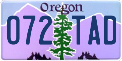 OR license plate 072TAD