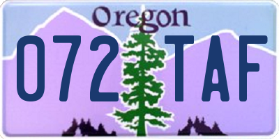 OR license plate 072TAF