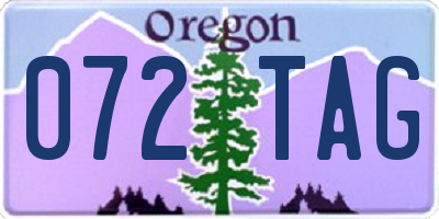OR license plate 072TAG