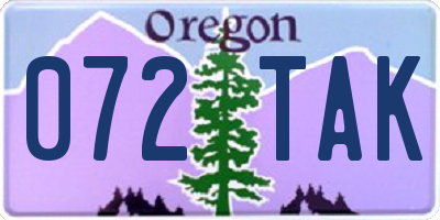 OR license plate 072TAK