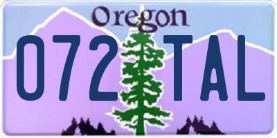 OR license plate 072TAL