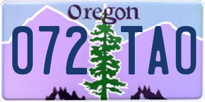 OR license plate 072TAO