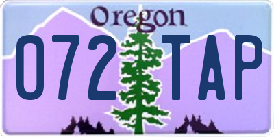 OR license plate 072TAP