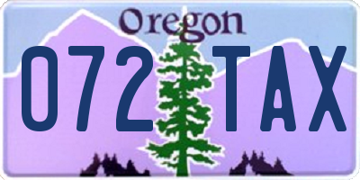 OR license plate 072TAX