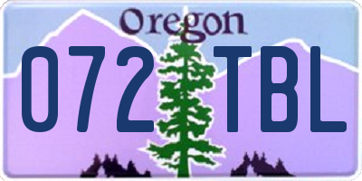 OR license plate 072TBL
