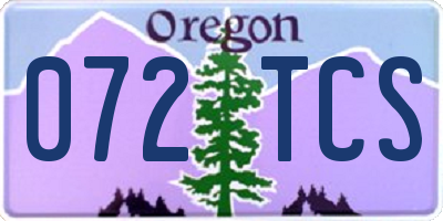 OR license plate 072TCS