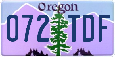 OR license plate 072TDF