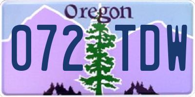 OR license plate 072TDW