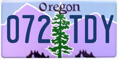 OR license plate 072TDY