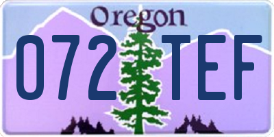 OR license plate 072TEF