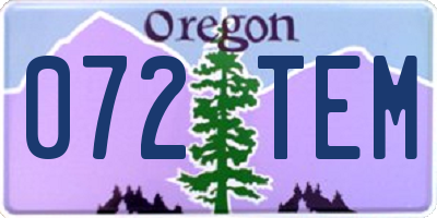 OR license plate 072TEM