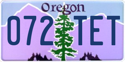 OR license plate 072TET