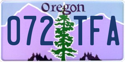 OR license plate 072TFA