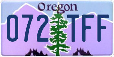 OR license plate 072TFF