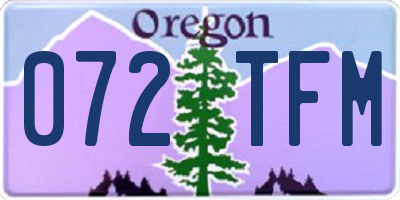 OR license plate 072TFM