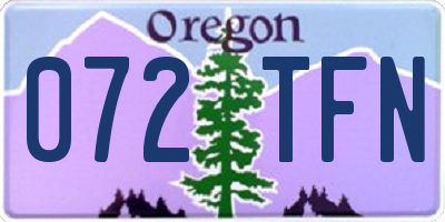 OR license plate 072TFN