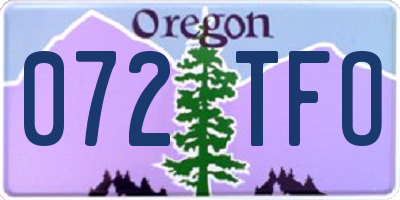 OR license plate 072TFO