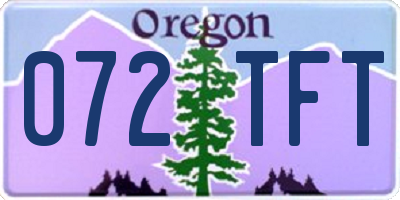 OR license plate 072TFT