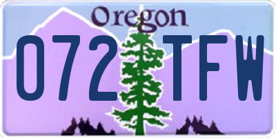 OR license plate 072TFW