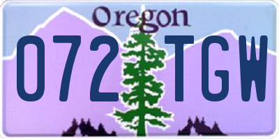 OR license plate 072TGW