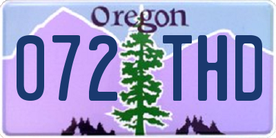 OR license plate 072THD