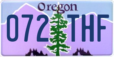 OR license plate 072THF