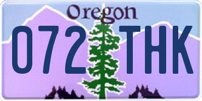 OR license plate 072THK