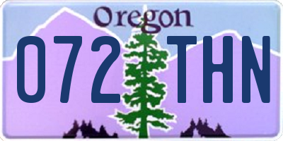 OR license plate 072THN
