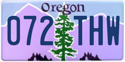OR license plate 072THW