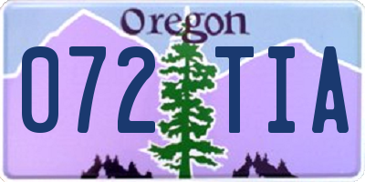 OR license plate 072TIA