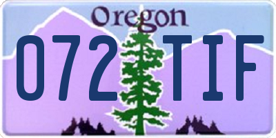 OR license plate 072TIF